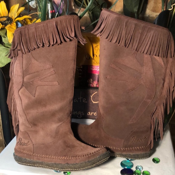 suede fringe boots
